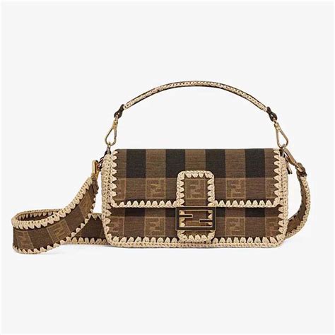 fendi mini bag baguette|mini baguette brown fabric bag.